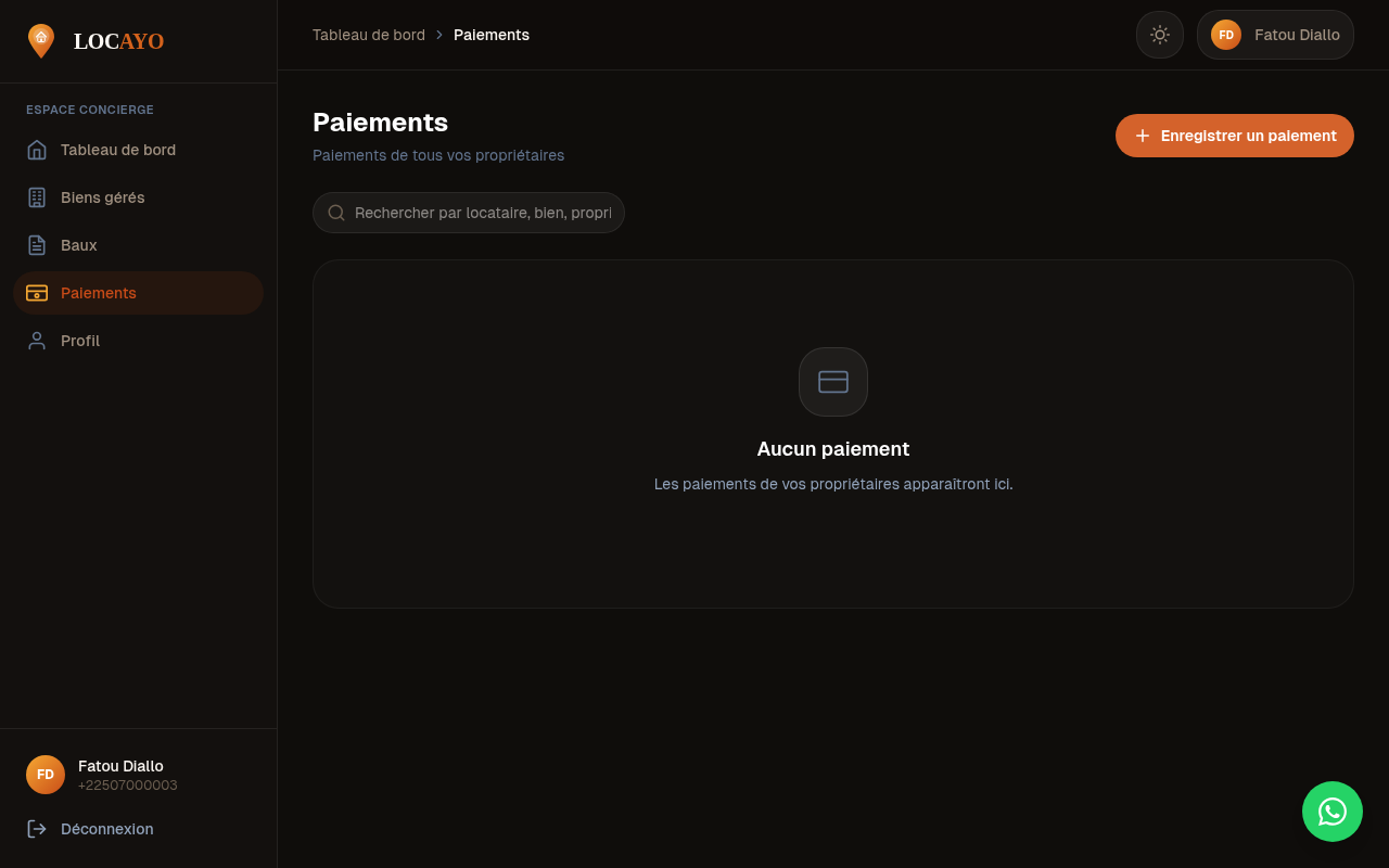 Paiements du portail concierge