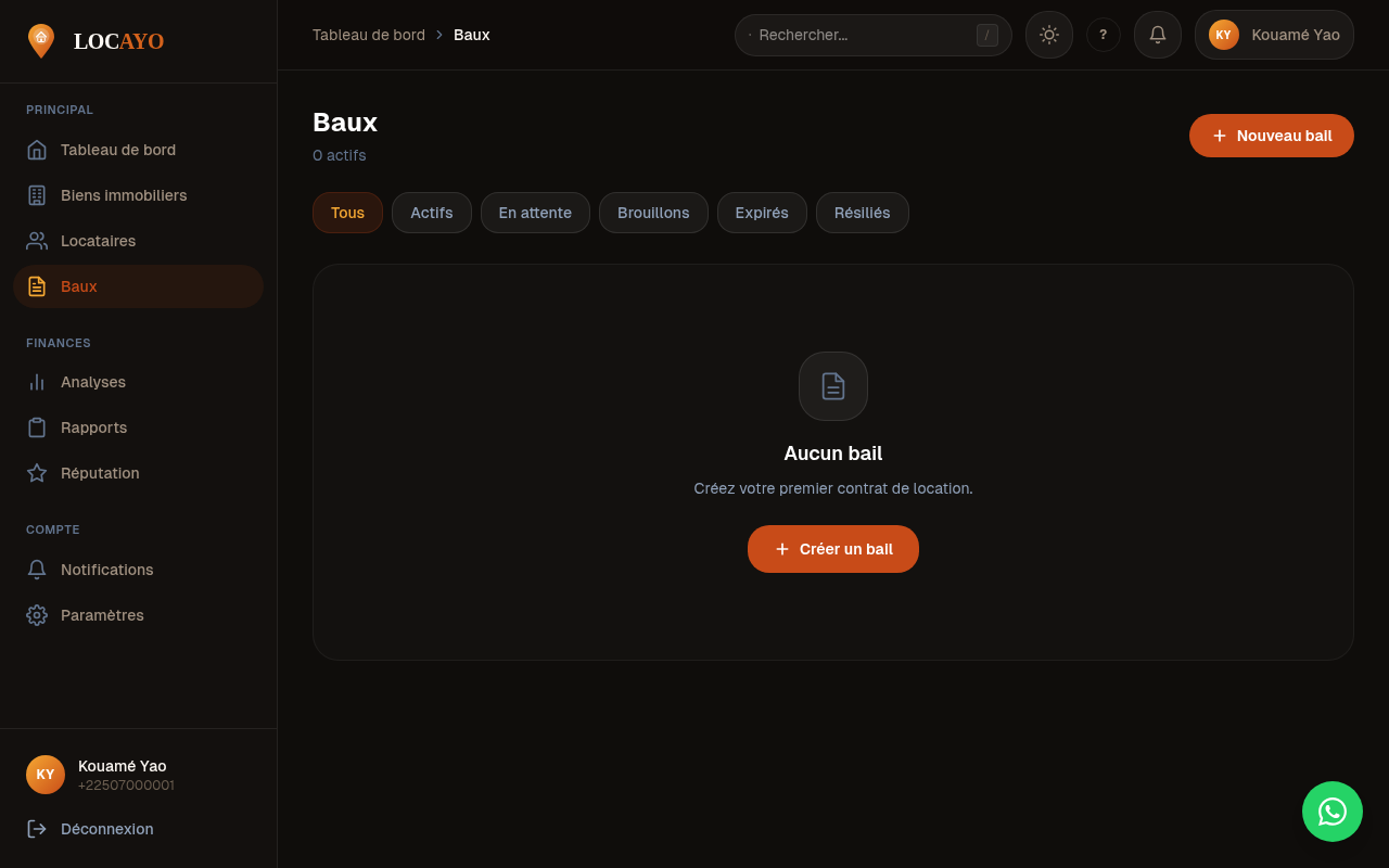 Liste des baux sur Locayo