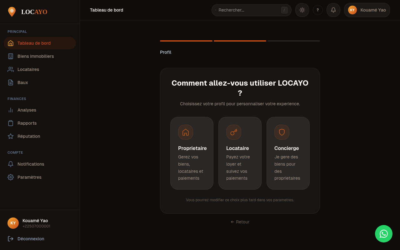 Ecran de choix du role